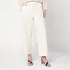 Brunello Cucinelli Ivory Trousers In Cotton And Linen Women In White