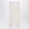 Brunello Cucinelli Ivory Trousers In Cotton And Linen Women