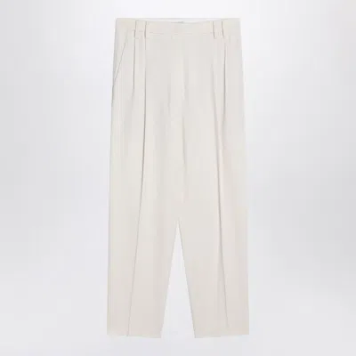 BRUNELLO CUCINELLI IVORY TROUSERS IN VISCOSE