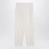 Brunello Cucinelli Ivory Trousers In Cotton And Linen Women