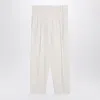 Brunello Cucinelli Ivory Trousers In Cotton And Linen Women