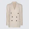 Brunello Cucinelli Ribbed Blazer Structured Shoulders In Beige