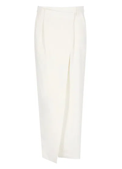 Brunello Cucinelli Ivory Viscose Blend Maxi Skirt