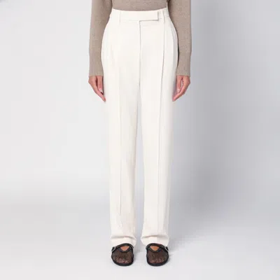 Brunello Cucinelli Ivory Viscose Trousers In White