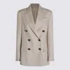 Brunello Cucinelli Beige Double-breasted Jacket In Wool And Cashmere In Neutral