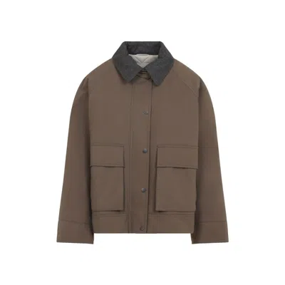 Brunello Cucinelli Structured Brown Cotton Blend Jacket