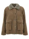 Brunello Cucinelli Lapel Long Sleeve Cotton Coat In Brown