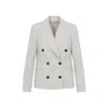 Brunello Cucinelli Double Breasted Wool And Cashmere Jacket In Neutral