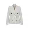 Brunello Cucinelli Double Breasted Wool And Cashmere Jacket In Neutral