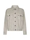 Brunello Cucinelli Linen-blend Denim Jacket In Avorio