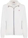 Brunello Cucinelli Men Bonded Nylon Hooded Outerwear Jacket With Logo In Beige