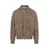Brunello Cucinelli Leather Bomber Jacket Men In Beige