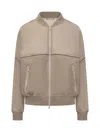 Brunello Cucinelli Cotton Organza Bomber Jacket In Beige