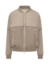 Brunello Cucinelli Cotton Organza Bomber Jacket In Beige