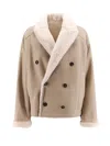 Brunello Cucinelli Reversible Shearling Jacket In Beige