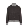 Brunello Cucinelli Wool Bomber Jacket Ribbed Collar Design In Black