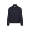 Brunello Cucinelli Cotton Bomber Jacket Pointed Collar In Blue