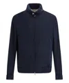 Brunello Cucinelli Men Water-repellent Jacket With Removable Hood In Blue