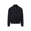 Brunello Cucinelli Ribbed Edges Suede Leather Jacket In Blue