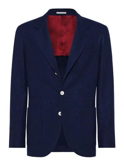 Brunello Cucinelli Wool-cashmere Blend Blazer In Blue