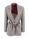 Brunello Cucinelli Women Blazer Jacket With Belt In Brown