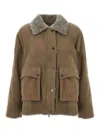Brunello Cucinelli Shearling Leather Jacket In Brown