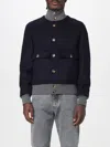Brunello Cucinelli Men Wool Bomber Jacket In Blue