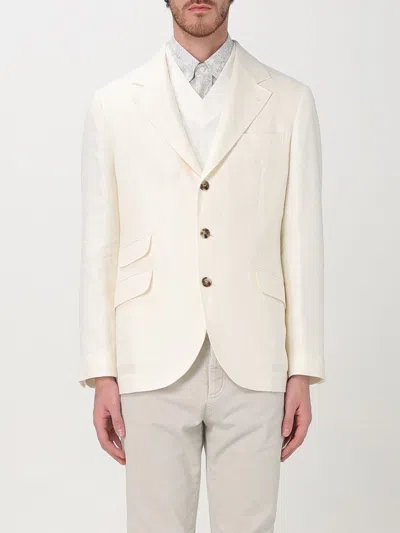 Brunello Cucinelli Deconstructed Single-breasted Jacket Patch Pockets In White