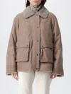 Brunello Cucinelli Shearling Leather Jacket In Brown