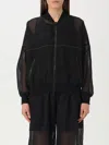 Brunello Cucinelli Black Organza Shiny Trims Bomber Jacket In Black