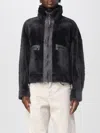Brunello Cucinelli Grey Shearling Jacket With Two Front Welt Pockets With Zip In Black