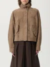 Brunello Cucinelli Cropped Bead-embellished Suede Jacket In Brown