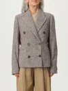 Brunello Cucinelli Wool Double-breasted Jacket With Front Pockets In Gray
