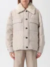 Brunello Cucinelli Quilted Jacket With Shearling Collar And Pockets In Neutral