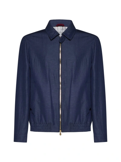 Brunello Cucinelli Jacket In Denim Blue