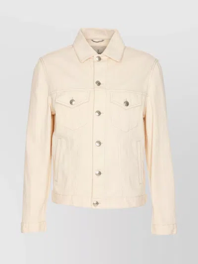 Brunello Cucinelli Classic White Denim Jacket For Men