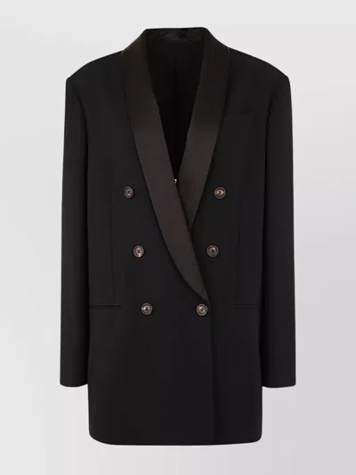BRUNELLO CUCINELLI JACKET DOUBLE BREASTED SATIN LAPEL