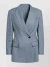 Brunello Cucinelli Hemp-linen Single-breasted Blazer In Blue