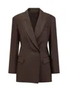 Brunello Cucinelli Blazer  Woman Color Brown In Brown