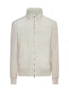 Brunello Cucinelli Light Beige Leather Bomber Jacket In Natural