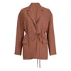 Brunello Cucinelli Women Fluid Viscose And Linen Twill Jacket With Jewellery In Orange