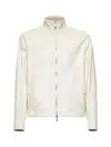 Brunello Cucinelli Ivory Nappa Leather Reversible Bomber Jacket In Panama