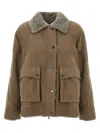 Brunello Cucinelli Lapel Long Sleeve Cotton Coat In Brown