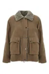 Brunello Cucinelli Fur Collar Leather Jacket In Brown