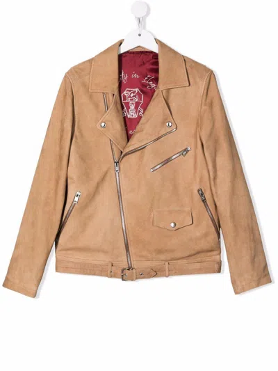 Brunello Cucinelli Kids' Giubbino Con Cintura In Beige