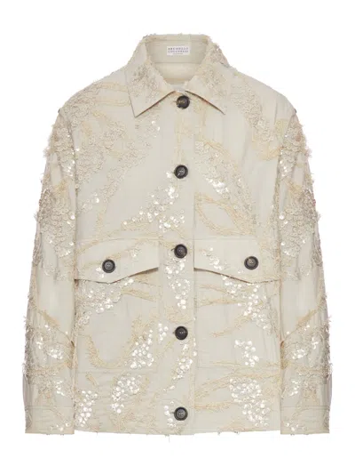 Brunello Cucinelli Women Jacket With Embroidery And Sequins In Multi