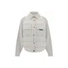 Brunello Cucinelli Two-material Down Jacket With Shiny Flap Detail In White