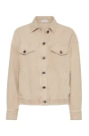 Brunello Cucinelli Collared Neck Jacket Buttoned Cuffs In Cool Beige