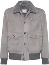 Brunello Cucinelli Shearling-collar Suede Jacket
