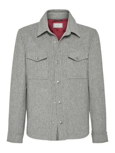 Brunello Cucinelli Jacket With Shirt Style Pocket In Gray